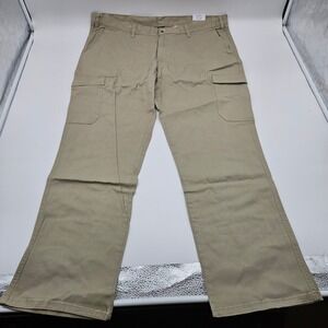 George Mens Cargo Pants Stone Wash Size 42x32 Straight Fit Button Fly Pockets